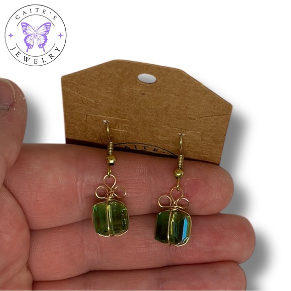 Handmade Gold Fishhook Earrings with Christmas Present Charms - Picture 3 of 3